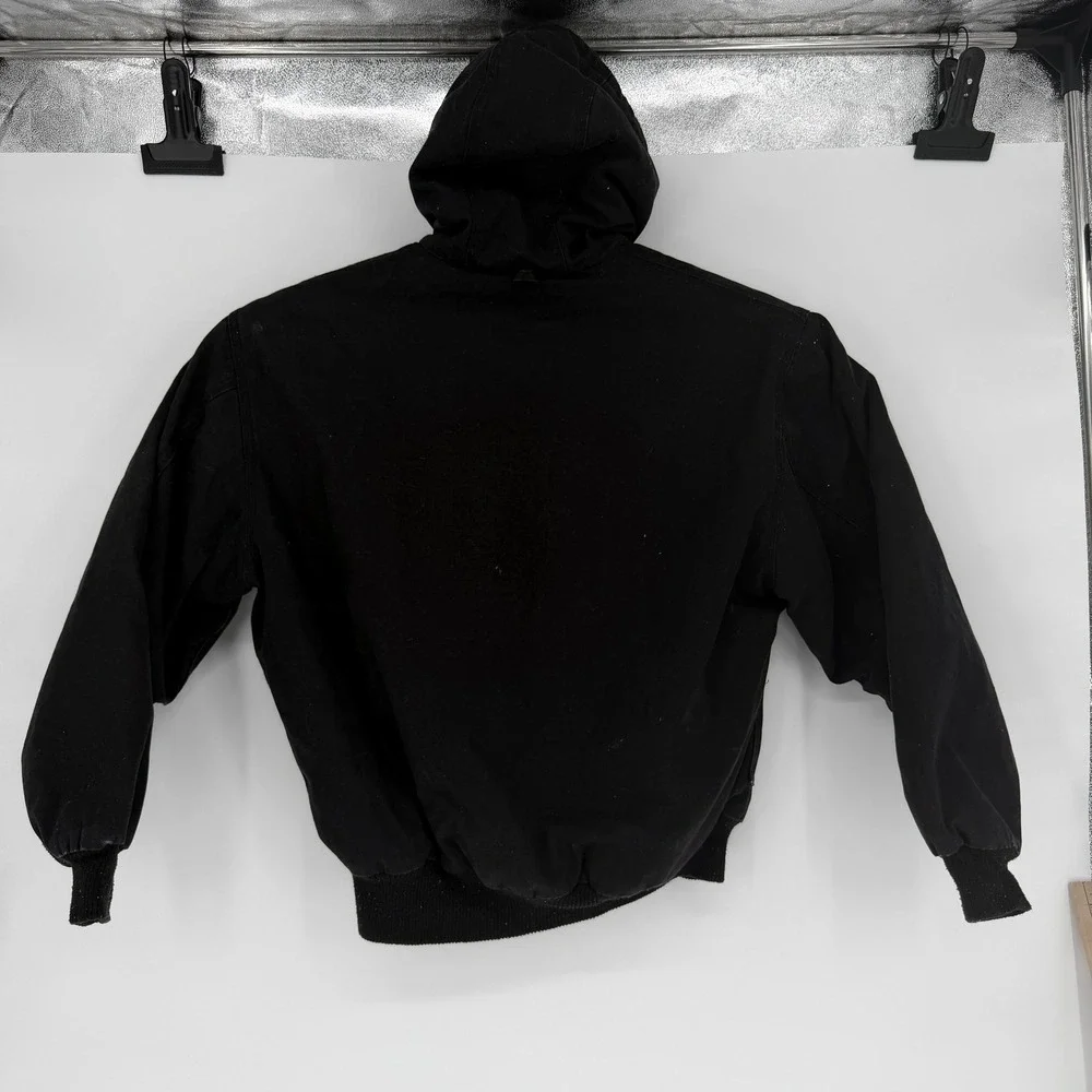 Walls Workwear Men Large Black Cotton Duck Canvas Hooded Bomber Jacket W35203KBK